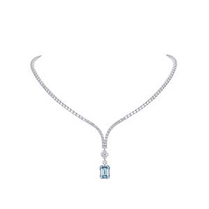 Collar de diamantes moderno con múltiples formas, 20.32 quilates, diamante azul intenso de fantasía VS1 cultivado en laboratorio, en oro blanco de 18 quilates, para ocasiones festivas. - Product Image 3