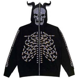 Sweat à capuche d'hiver à fermeture éclair intégrale, en coton et polyester de haute qualité, respirant, tissu jersey brodé personnalisé pour homme, polaire - Product Image 5