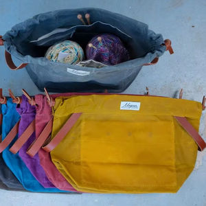 卸売りカスタムラベル革ハンドル編みワックスコットンキャンバスドローストリングバッグ - Product Image 6