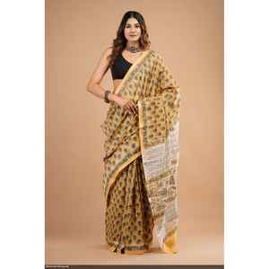 Sari de Seda Chandri Pintado a Mano con Modelo Banarasi, Estilo Bollywood Suave, Tela Pesada de Georgette y Modal para Fiestas, Precio Bajo - Product Image 1