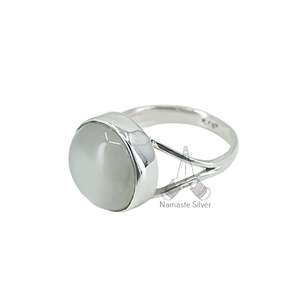 Handmade Dainty Boho <b>Statement</b> <b>Ring</b> Round Moonstone Cut Sterling Silver for Birthday Anniversary Wedding or Christmas Gift - Product Image 5