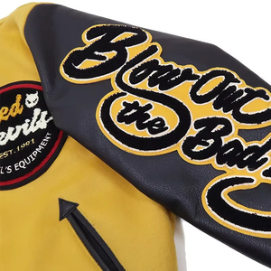 Chaqueta universitaria de cuero personalizada Letterman al por mayor para hombre chaqueta universitaria de béisbol impermeable personalizada para hombre - Product Image 5