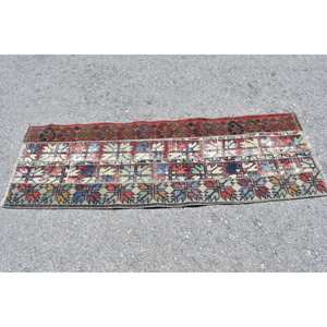 Traditional Red Vintage <b>Turkish</b> <b>Rug</b> 1.9 X 5.7 ft Kilim Style Large Area Wool Latex Backing Patchwork for Hallway Room 10mm - Product Image 3