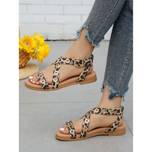 Bohemian Punk <b>Studded</b> <b>Flat</b> <b>Sandals</b> for Summer Spring Autumn-Beach Vacation Leisure Fashion - Product Image 3