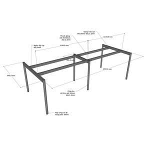 Contemporary Minimalist 240x120cm Conference <b>Table</b> with Steel <b>Legs</b> and <b>Adjustable</b> MFC Top - Product Image 6