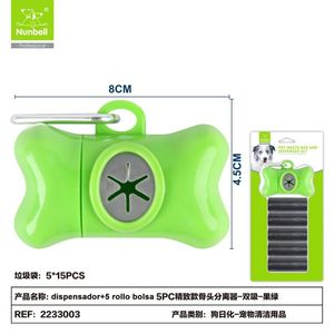 Séparateur de déchets en forme d'os pour chiens, 5 rouleaux, avec distributeur et sacs pour déchets d'animaux - Product Image 2