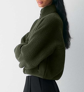 Chaquetas de Forro Polar para Mujer, Sudaderas Extra Grandes con Cierre, Ropa de Invierno, Manga Larga, Estilo Corto, Sherpa, Atuendos de Otoño, Moda - Product Image 4