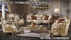 Lujoso juego de sofá real tallado en oro, madera de teca, sala de estar personalizada, muebles de salón tradicionales - Product Image 4