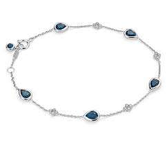 Pulsera de Zafiro Brillante en Forma de Lágrima, Plata de Ley 925 y Joyería con Piedras Preciosas para Mujeres y Niñas, para Usar en Bodas, Fiestas y Eventos - Product Image 2