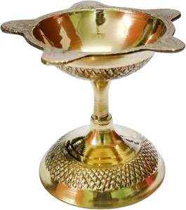 Diya de latón para Puja | Lámpara de aceite Deepam Kundulu Jyot | Artículos Pooja para el Templo del hogar | Tradicional - Product Image 3
