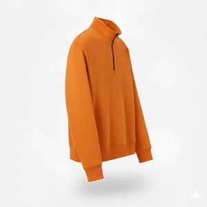 Fall Winter Man Outfit Fashion Half Zip Plain Color Casual Hoodies <b>Men</b> Sweatpants Hot Trending <b>Orange</b> Outfits - Product Image 3
