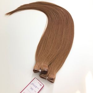 Haute qualité 20 pouces droite 100% Remy Extensions de cheveux trame plate couleur brune lumière Inserter de cheveux humains - Product Image 4