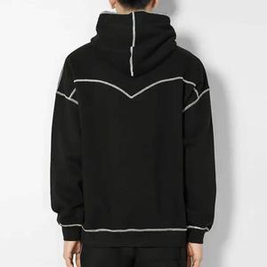 Sudaderas con capucha con costuras en contraste OEM personalizado sin MOQ Sudadera con capucha de peso pesado sudaderas con capucha de lana Lisa para hombre 100% algodón cremallera completa calle - Product Image 3