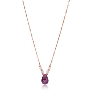 Teardrop Ruby <b>Quartz</b> Stone Charm Pendant Necklace Turkish Handmade Wholesale 925 Sterling Silver Jewelry - Product Image 1