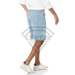 กางเกงขาสั้นผ้ายีนส์ขาดแบบลำลองของผู้ชายสำหรับฤดูร้อนผ้า100% เนื้อละเอียดระบายอากาศได้ดีกันน้ำมีเชือกรูดปิดเอวสูง - Product Image 4