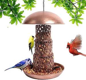 Alimentador de pájaros de metal de cobre de alta venta para jardín al aire libre Sembradora de agua de colibrí fabricada manualmente en la India - Product Image 3