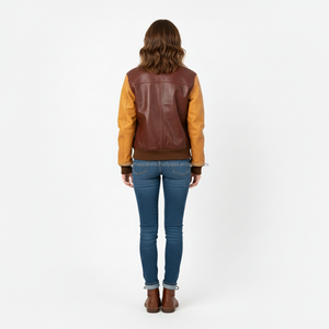 Blouson aviateur en cuir de vache personnalisé pour homme, fermeture éclair, logo personnalisé en relief, veste universitaire en cuir tendance pour femme - Product Image 6