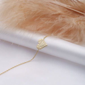 กำไลข้อมือเงินโอริกามิแบบเรียบลายหัวใจสร้อยข้อมือสุดมีเสน่ห์แบบ925สเตอร์ลิงทำด้วยมือเครื่องประดับชั้นดีไม่ซ้ำใคร - Product Image 3