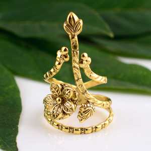 Market Favorite Boho Flower Armor <b>Ring</b> Tribal Brass <b>Rings</b> Women 18k Gold Plated Floral Swirl <b>Statement</b> Jewelry Wholesale/OEM/ODM - Product Image 1