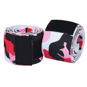 Genouillères élastiques personnalisables unisexes en néoprène rouge, équipement de sécurité et de fitness respirant, logo personnalisé pour la salle d'haltérophilie de puissance - Product Image 3