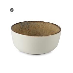 Set di 6 Ciotole da Portata in Ceramica con Smalto Reattivo Lucido e Decorazione Digitale in Rilievo, Ideale per Regali, Collezione Excelsa Demetra - Product Image 1