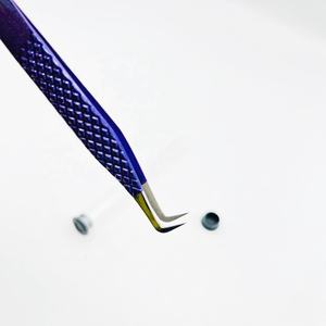 Pince à cils personnalisée violet de type L, poignée en diamant, acier durable pointu poli à 90 degrés avec revêtement de logo de couleur - Product Image 5