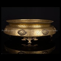 Diya décorative en laiton électroplaqué, Urli de style indien en forme de fleur, étanche, faite à la main, écologique, pour la décoration intérieure