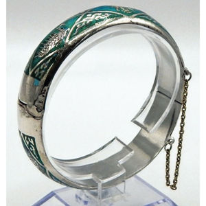 Bracciale elegante braccialetto con ciondolo in argento Sterling 925 e smalto verde autenticamente Siam. - Product Image 4