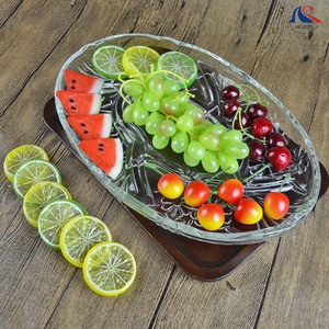 Piatti Decorativi Turchi in Vetro da 13 Pollici a Forma Ovale con Supporto, Vassoi per Frutta/Insalata per Matrimoni e Feste, Portavivande Freddi - Product Image 1