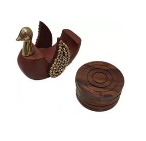 Sous-verre élégant en bois de mangue Design unique Sous-verres en verre de forme ronde pour une utilisation dessus de table Produit à prix bon marché - Product Image 6