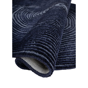 Alfombra Rectangular de Lana y Viscosa Azul, Tejida a Mano, Modelo TNQ-1210, Diseño Abstracto para Sala de Estar, Pasillo o Entrada, 9x12 pies - Product Image 2