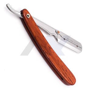 Maquinilla de afeitar profesional para peluquero con mango de madera, logotipo personalizado y marca OEM disponible, maquinillas de afeitar de barbero de alta calidad - Product Image 3