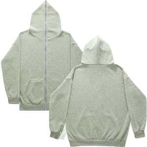 Vente en gros de longs sweats à capuche zippés pour hommes, sweat-shirt à fermeture éclair complète, veste à capuche décontractée de style streetwear avec logo brodé sur mesure - Product Image 4