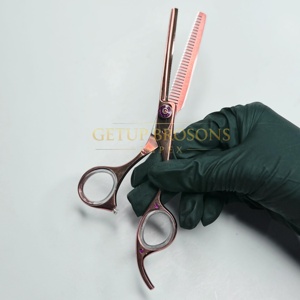 Professional Rose Gold Coated Stainless Steel Thinning <b>Scissors</b> Ceramic Handle Right-Handed Custom Logo for Beauty Salon Barber - Product Image 4