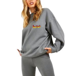 Nouveau arrivé 2025 100% coton femmes sweat tenue décontracté Hip Hop sweat blanc col rond coupe ample femmes sweats - Product Image 1