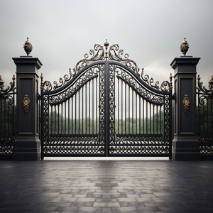 Porte d'allée en fer forgé robuste du Vietnam avec automatisation du matériel de panneau décoratif et option d'utilisation du jardin - Product Image 4