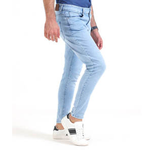 Jeans en denim pour hommes, style streetwear, coupe régulière, taille mi-haute, respirant, léger, impression de logo personnalisée - Product Image 3