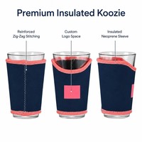 Ensemble de manchons isolants en néoprène BEARKY bleu marine et corail pour gobelets, chauffe-boissons, porte-bière personnalisé, portable pour l'extérieur