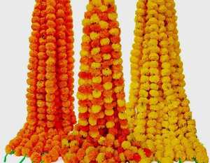 10 Strings Artificial Marigold Flower Mala for Diwali Decoration Pooja Party events Backdrop Hanging Long String High Quality - Product Image 1