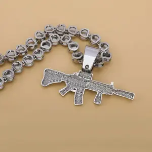 Exclusive <b>Mens</b> Hip Hop Fashion Trend <b>Necklace</b> And Cuban Chain Bracelet Gold Plated Zinc Alloy Rhinestone Diamond Link Chain - Product Image 5