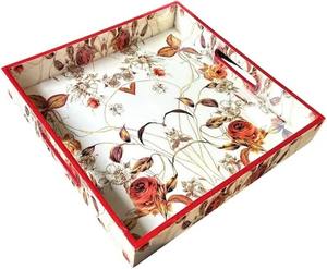 Plateau de service en bois émaillé fait à la main, plateau alimentaire artisanal pour table à manger - Product Image 4