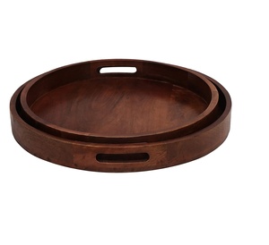Vendedor caliente, venta al por mayor, bandeja de madera de acacia, bandeja redonda para servir para hotel y restaurante, respetuoso con el medio ambiente - Product Image 5