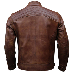 Blouson en cuir de motard personnalisé à faible MOQ, blouson en cuir de moto noir tendance pour adultes - Product Image 3