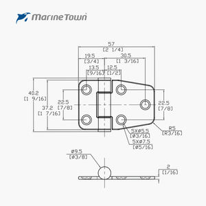 <b>STAMPED</b> <b>HINGE</b> 37.2*57mm Stainless Steel 316 - Product Image 2