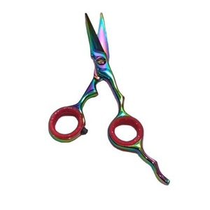 Ciseaux à cheveux en acier inoxydable de la meilleure qualité Ciseaux de salon de coiffure multicolores avec vis réglable et repose-doigt - Product Image 1