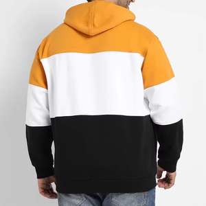 Hoddies fabricante personalizado Panel empalme bloque de Color desigual Patchwork grueso 500 GSM pulóver en blanco de gran tamaño - Product Image 2