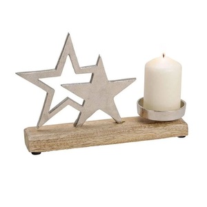 Soporte de luz en T de metal y madera Mezcla festiva de diseño moderno y encanto rústico decoración navideña perfecta para el hogar y la Oficina - Product Image 4