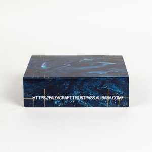 Boîtes à bijoux en résine à rayures avec incrustation d'os, boîtes à bijoux décoratives en résine MDF, incrustation durable et élégante - Product Image 5