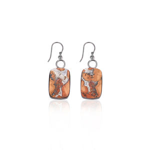 ต่างหูหินธรรมชาติมาลินกา แจสเปอร์ ทองเหลือง ชุบโรเดียมดำ งานฝีมือทันสมัย เป็นมิตรกับสิ่งแวดล้อม ของขวัญงานแต่งงาน เครื่องประดับงานเลี้ยง - Product Image 1