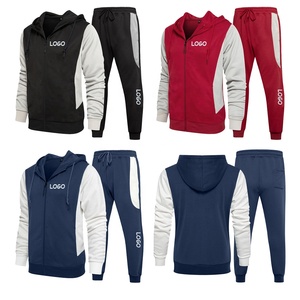 Survêtement avec logo personnalisé pour hommes Jogging Pantalon de survêtement et sweat à capuche Ensemble à fermeture éclair Décontracté Slim Fit Training Wear Survêtement Ensembles - Product Image 6